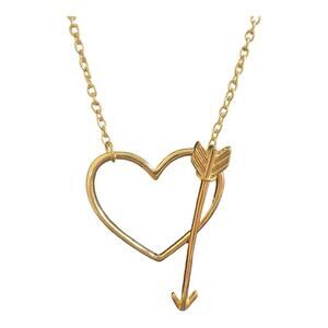 Heart and Arrow Gold Tone Necklace